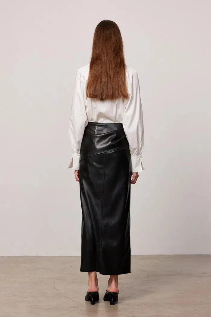 Leona Pleated Slit Skirt in Vegan Leather sold by Fabrique product image thumbnail 4