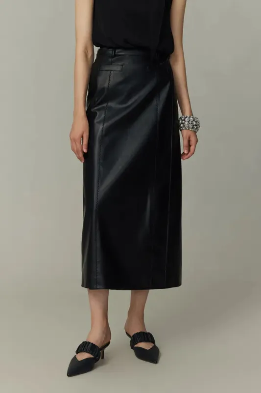 Gigi Midi Skirt in Vegan Leather sold by Fabrique