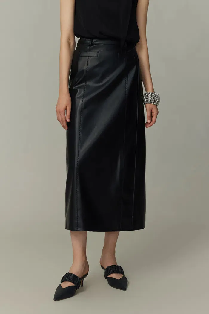 Gigi Midi Skirt in Vegan Leather sold by Fabrique