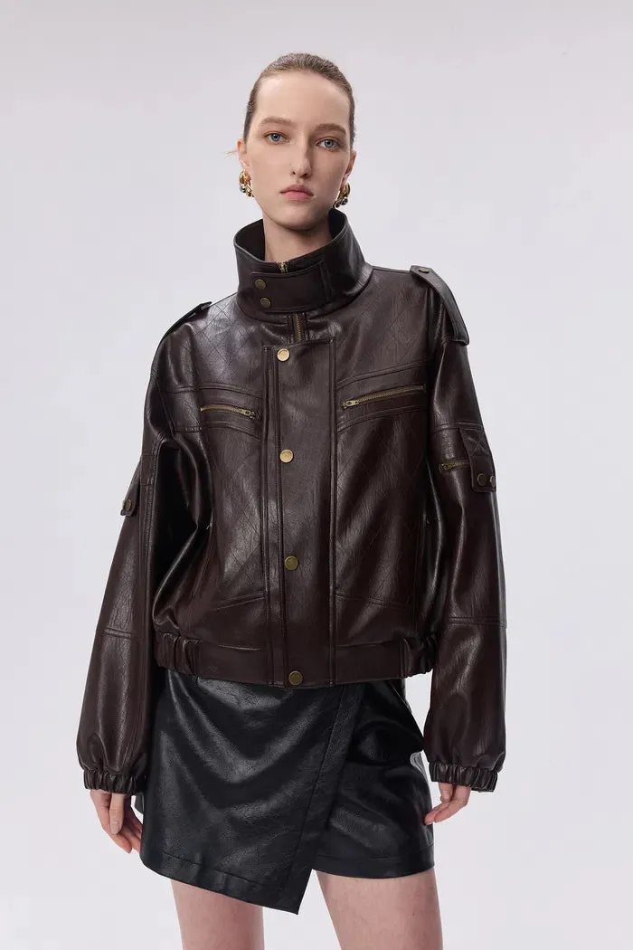 Raon Quilted Eco Leather Jacket sold by Fabrique product image thumbnail 2