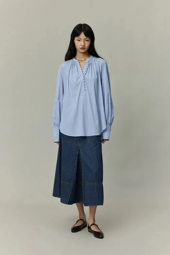 Lila Laidback French Shirt in Tencel-Cotton sold by Fabrique