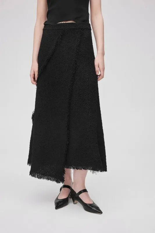 Edy Fringed Midi Skirt in Lightweight Tweed made by Fabrique