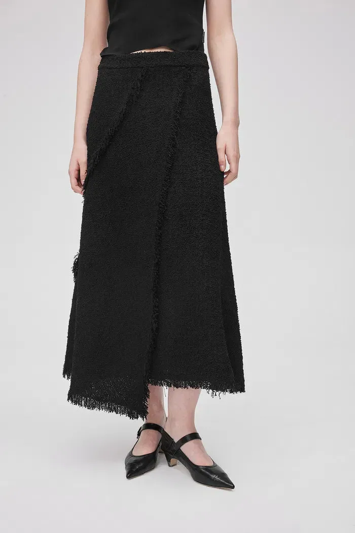 Edy Fringed Midi Skirt in Lightweight Tweed sold by Fabrique