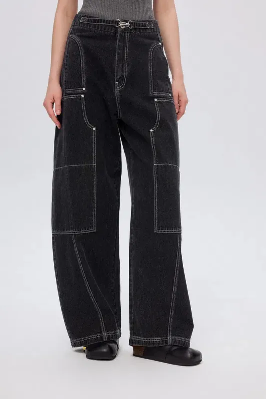 Sam Wide Barrel Leg Jeans in Cotton Denim sold by Fabrique