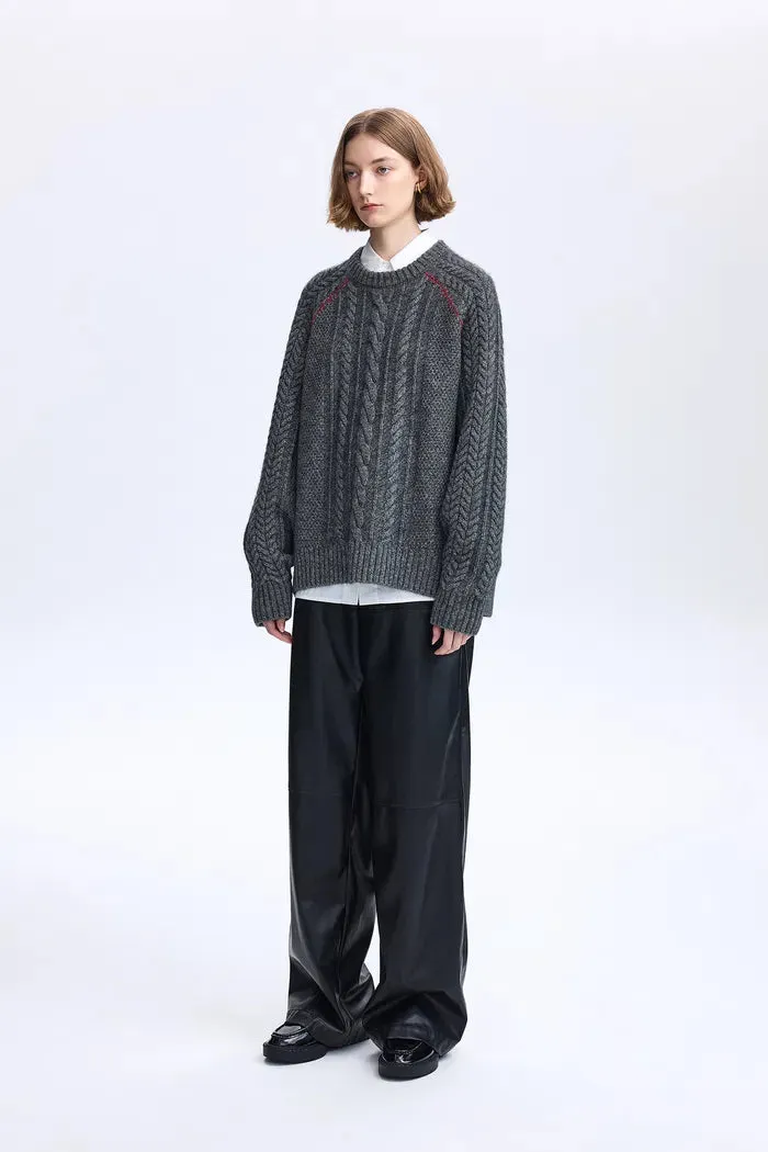 Jenna Oversized Cable Sweater in Yak-Wool Blend Knit sold by Fabrique product image thumbnail 4