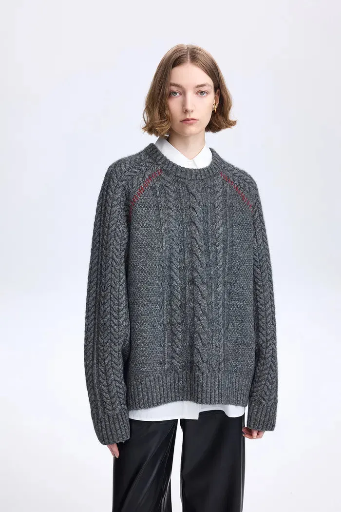 Jenna Oversized Cable Sweater in Yak-Wool Blend Knit sold by Fabrique product image thumbnail 5