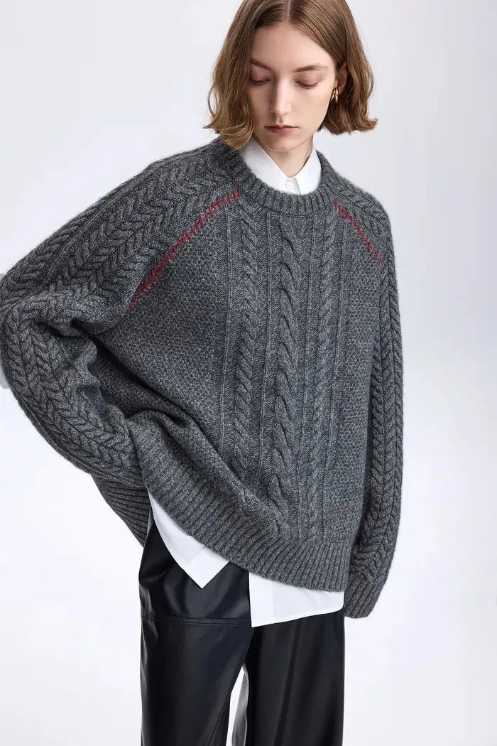 Jenna Oversized Cable Sweater in Yak-Wool Blend Knit sold by Fabrique product image thumbnail 2