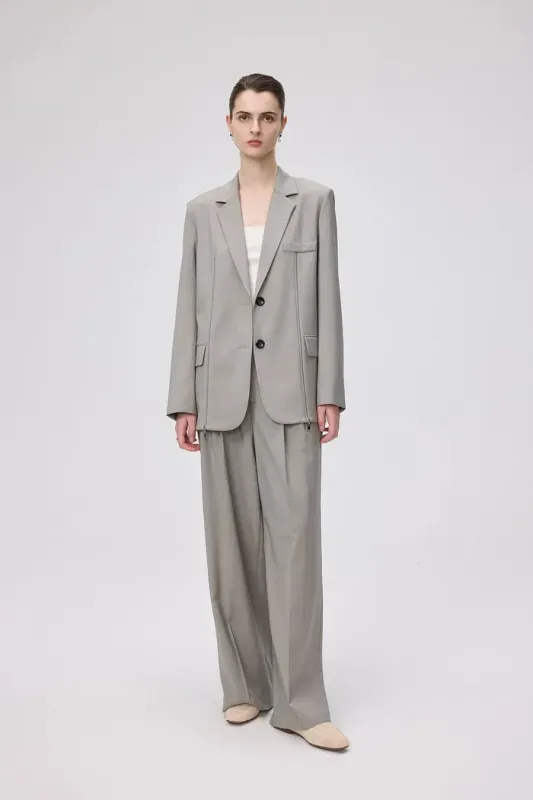 Dniester Duo Front Zip Oversized Blazer in Worsted Wool Blend made by Fabrique