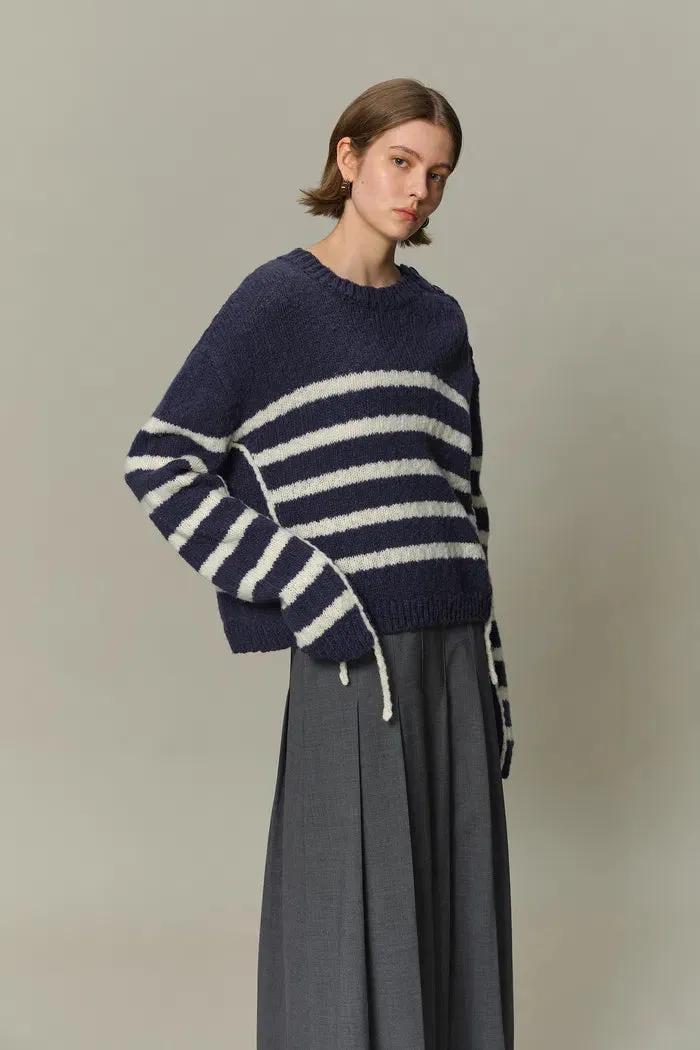Kirsten Striped Pullover Sweater in Wool Blend Bouclé Knit sold by Fabrique product image thumbnail 5