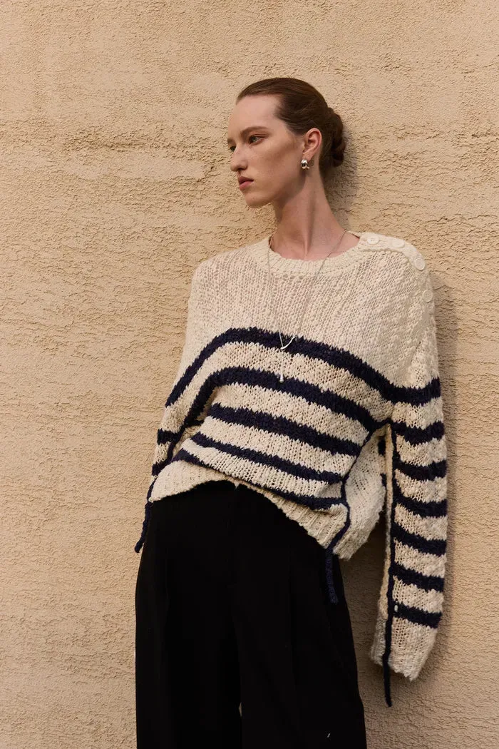 Kirsten Striped Pullover Sweater in Wool Blend Bouclé sold by Fabrique product image thumbnail 2
