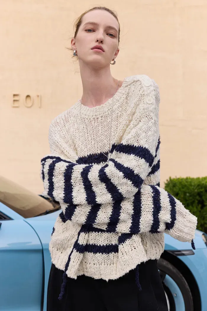 Kirsten Striped Pullover Sweater in Wool Blend Bouclé sold by Fabrique product image thumbnail 3
