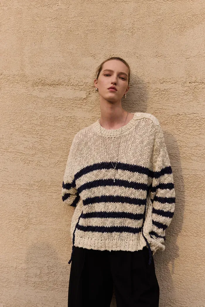 Kirsten Striped Pullover Sweater in Wool Blend Bouclé sold by Fabrique product image thumbnail 4