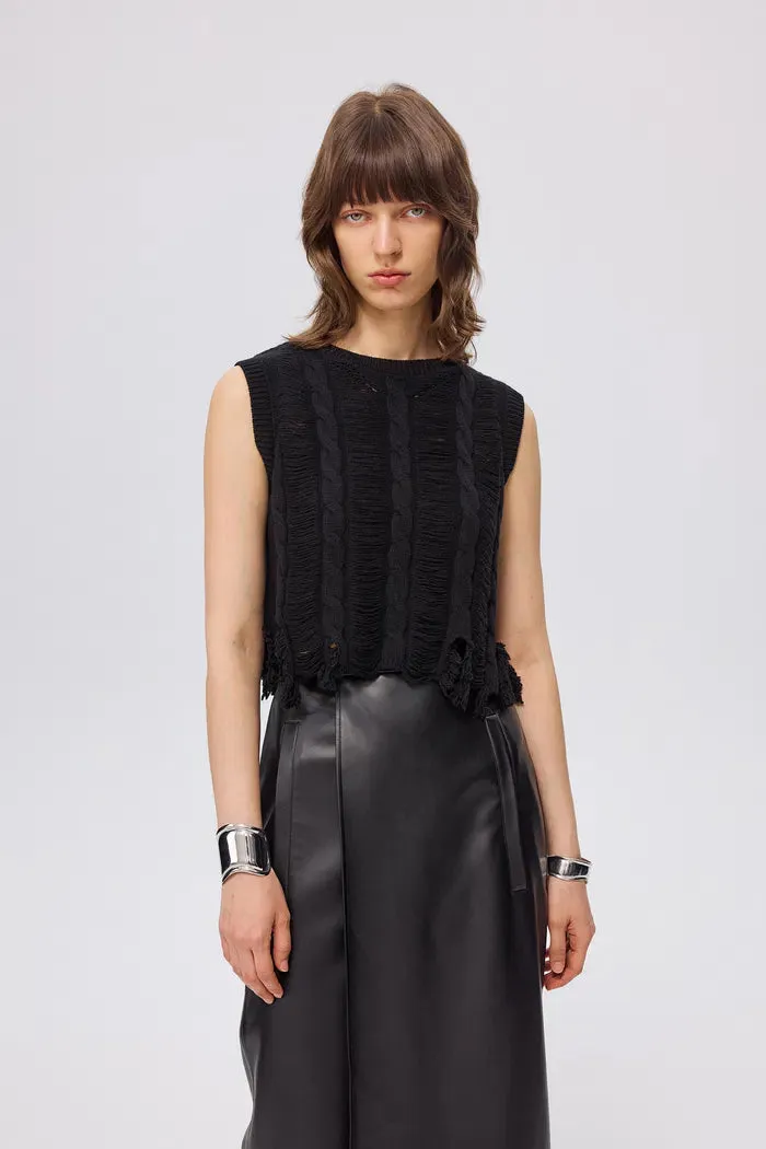 Chelsea Hand-frayed Hem Sleeveless Top in Wool Blend Knit sold by Fabrique product image thumbnail 2
