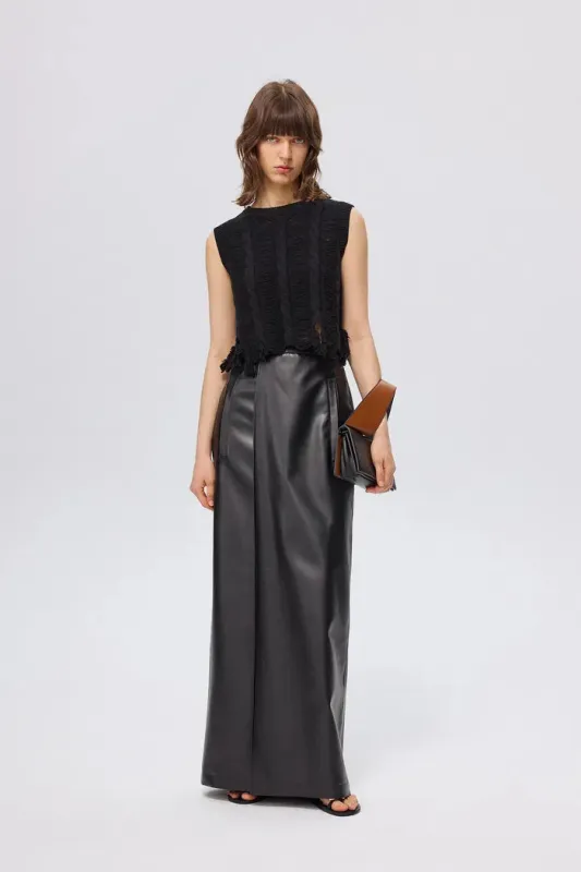 Chelsea Hand-frayed Hem Sleeveless Top in Wool Blend Knit made by Fabrique