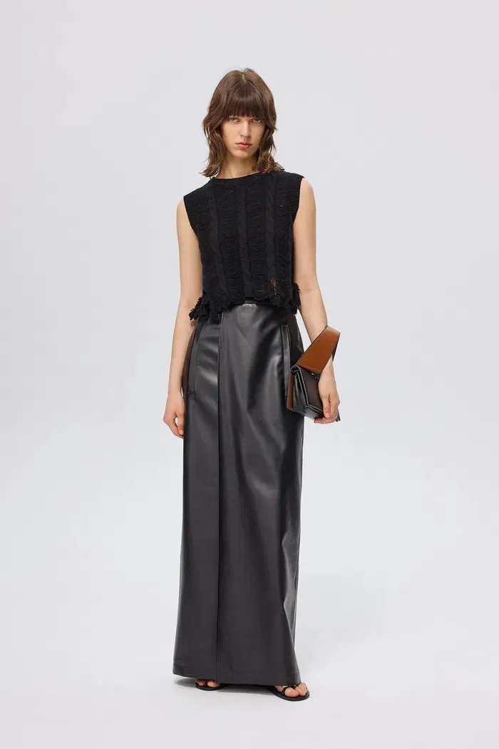 Chelsea Hand-frayed Hem Sleeveless Top in Wool Blend Knit sold by Fabrique