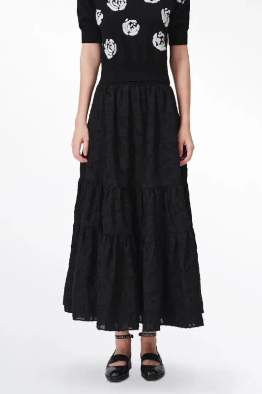 Mischa Midi Skirt in Devoré Viscose Blend sold by Fabrique