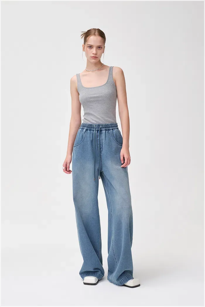 Bulb Pull On Faded Jeans in Cotton Denim sold by Fabrique product image thumbnail 2