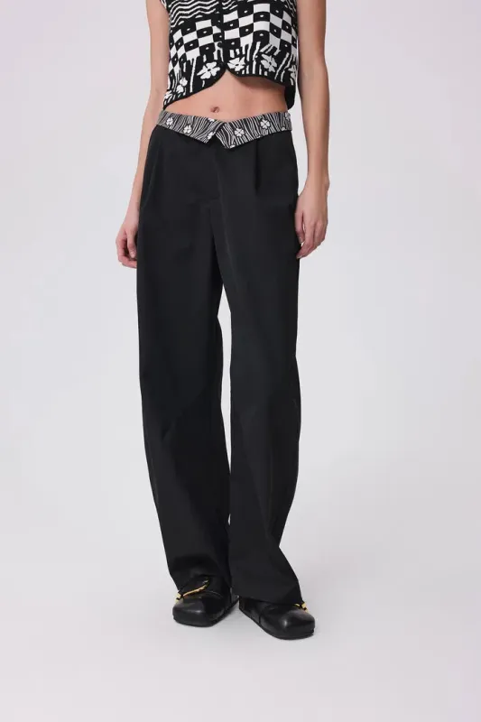 Bay Printed Barrel Leg Pants in Cotton Blend sold by Fabrique
