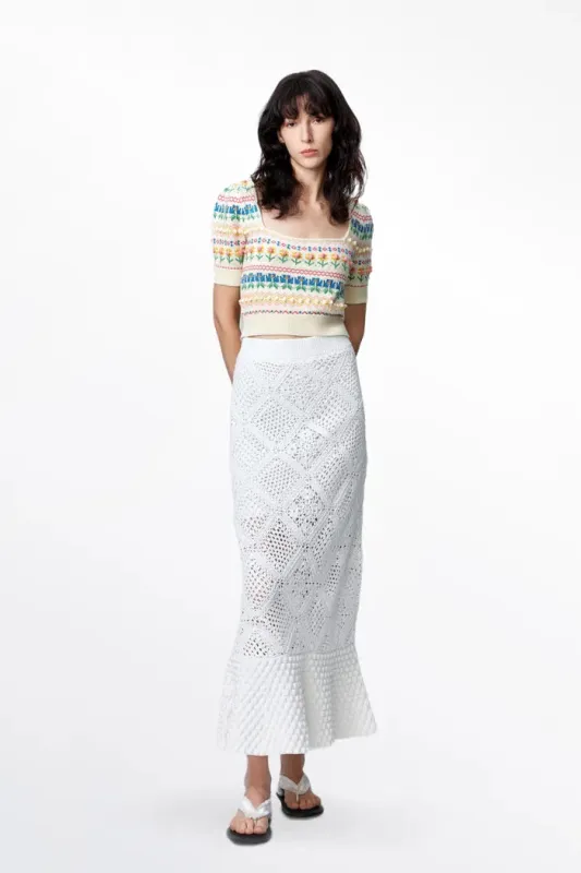 Eva Jacquard Pullover in Cotton Knit made by Fabrique