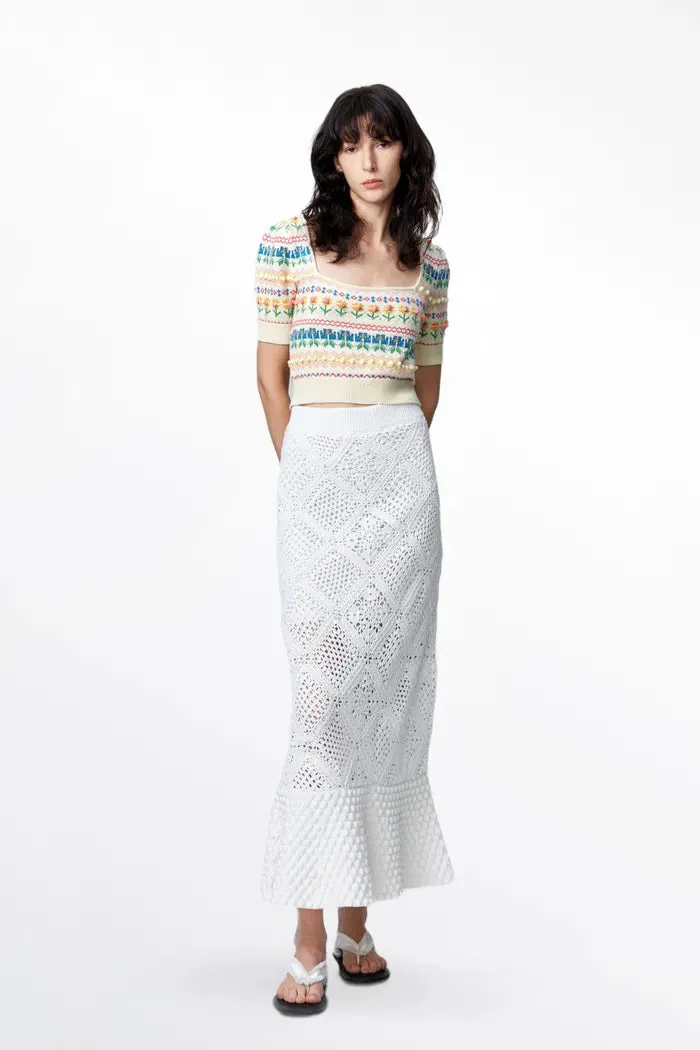 Eva Jacquard Pullover in Cotton Knit sold by Fabrique