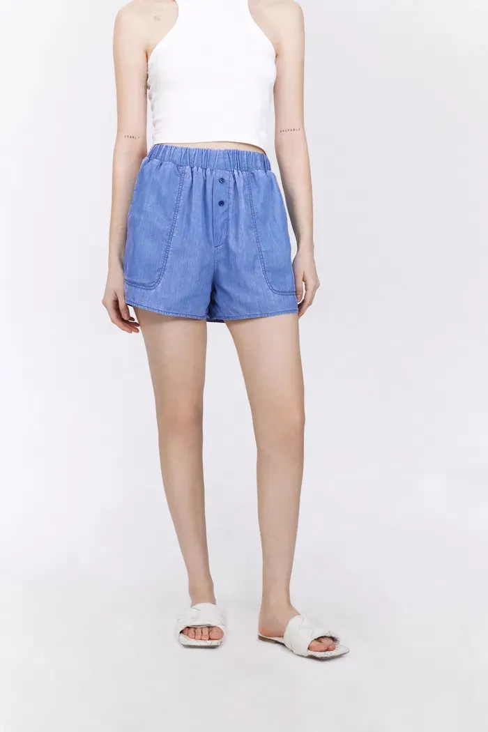 Ivy Sun Protective Lightweight Shorts in UPF50+ Tencel Denim sold by Fabrique product image thumbnail 3