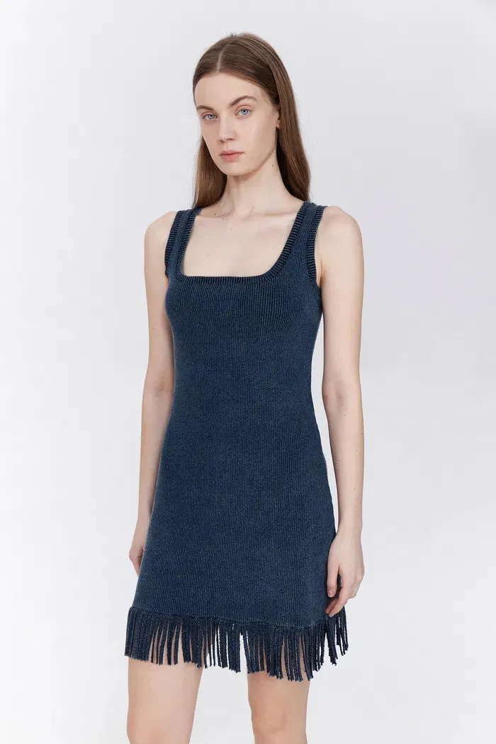 Victoria Fringed Hem Dress in Cotton Blend Knit sold by Fabrique product image thumbnail 5