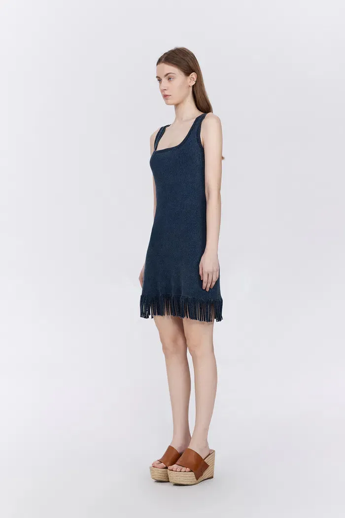 Victoria Fringed Hem Dress in Cotton Blend Knit sold by Fabrique product image thumbnail 2