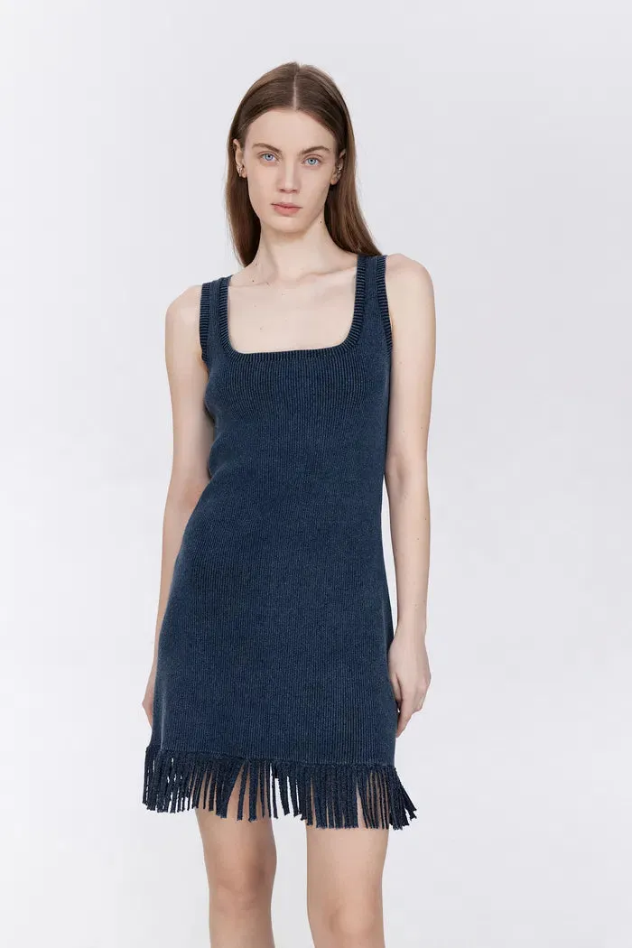Victoria Fringed Hem Dress in Cotton Blend Knit sold by Fabrique product image thumbnail 3