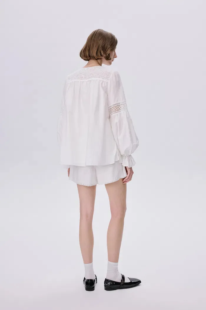 Bea Embroidered Blouse and Shorts Set in Silk Cotton Blend sold by Fabrique product image thumbnail 4