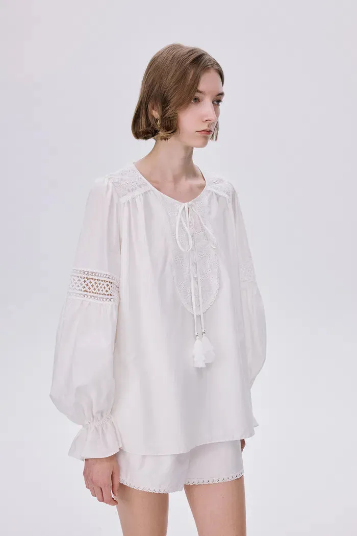Bea Embroidered Blouse and Shorts Set in Silk Cotton Blend sold by Fabrique product image thumbnail 5