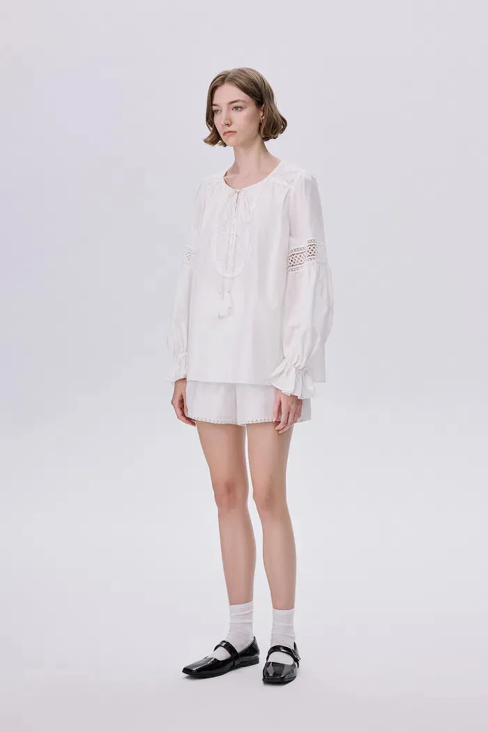 Bea Embroidered Blouse and Shorts Set in Silk Cotton Blend sold by Fabrique product image thumbnail 3