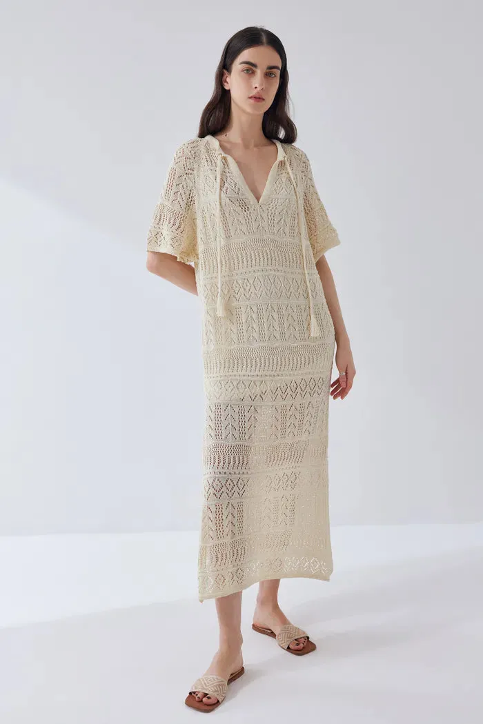 Gabriela Handcrafted Crochet Dress in Light Yarn Knit sold by Fabrique