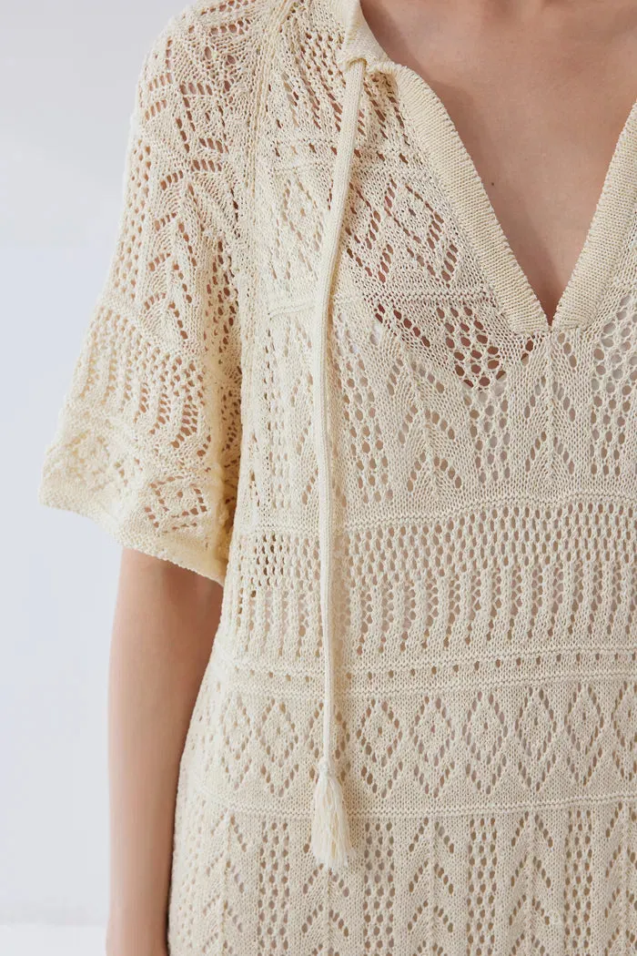 Gabriela Handcrafted Crochet Dress in Light Yarn Knit sold by Fabrique product image thumbnail 2