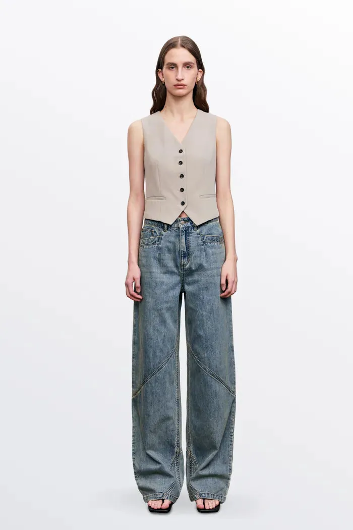 Maya Patchwork Baggy Jeans in Cotton Denim sold by Fabrique product image thumbnail 2