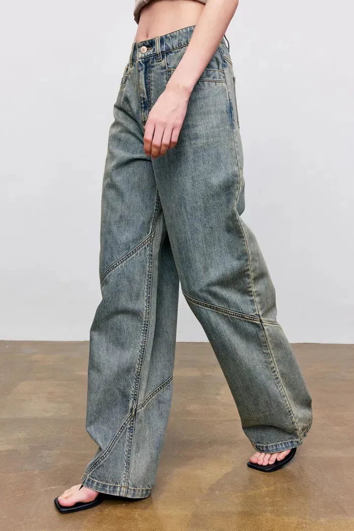 Maya Patchwork Baggy Jeans in Cotton Denim sold by Fabrique product image thumbnail 4