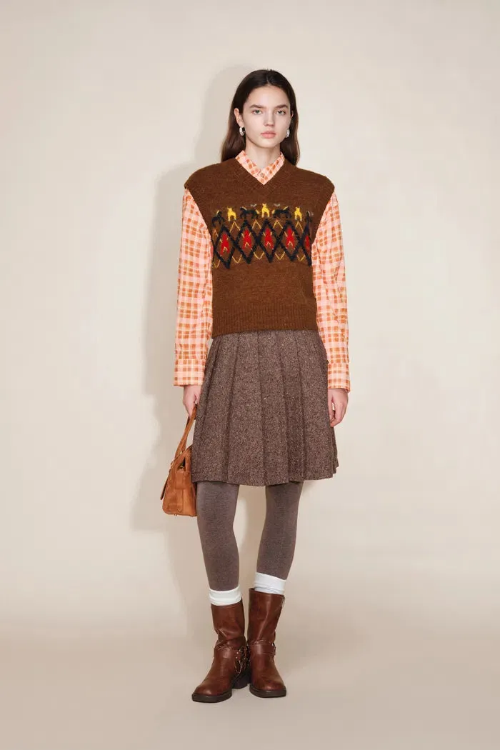 Frou Tribal Art Inspired Fair Isle Sleeveless Vest Top in Wool Alpaca Blend Knit sold by Fabrique product image thumbnail 3