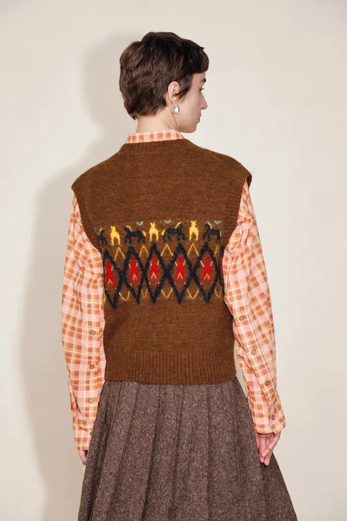 Frou Tribal Art Inspired Fair Isle Sleeveless Vest Top in Wool Alpaca Blend Knit sold by Fabrique product image thumbnail 5