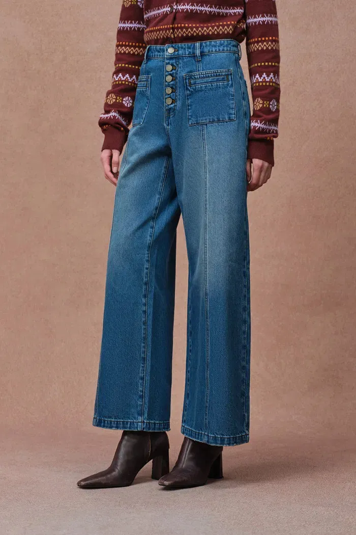 Nora Front Pocket Cropped Straight Leg Jeans in Cotton Denim sold by Fabrique product image thumbnail 4