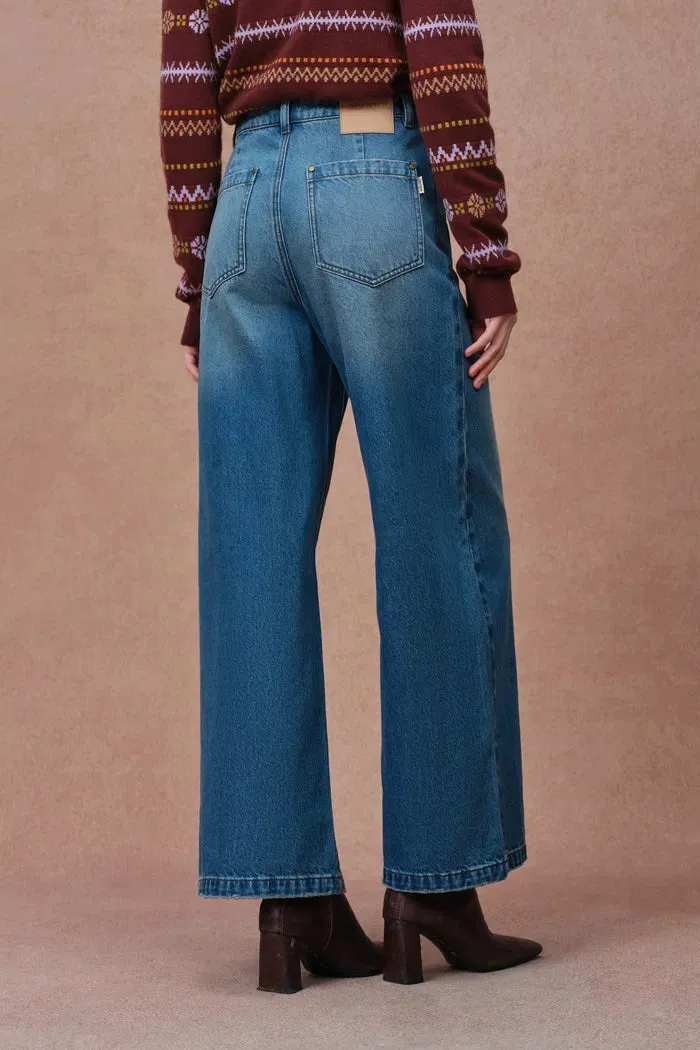 Nora Front Pocket Cropped Straight Leg Jeans in Cotton Denim sold by Fabrique product image thumbnail 5