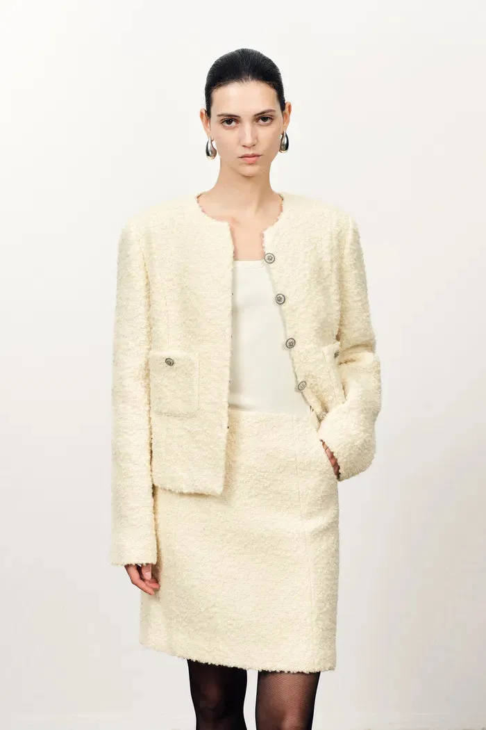 Grasse Textured Boxy Jacket in Boucle Wool Alpaca sold by Fabrique product image thumbnail 3