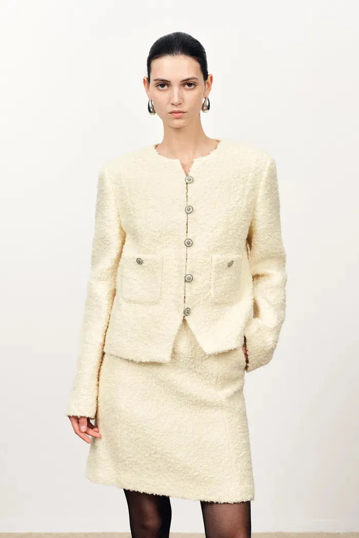 Grasse Textured Boxy Jacket in Boucle Wool Alpaca sold by Fabrique product image thumbnail 2