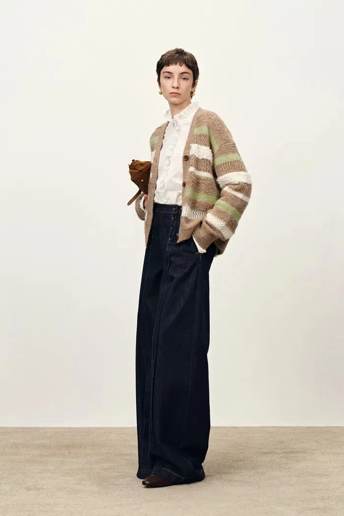 Anja Multi-Texture Striped Cardigan in Merino Mohair Wool Knit sold by Fabrique product image thumbnail 3