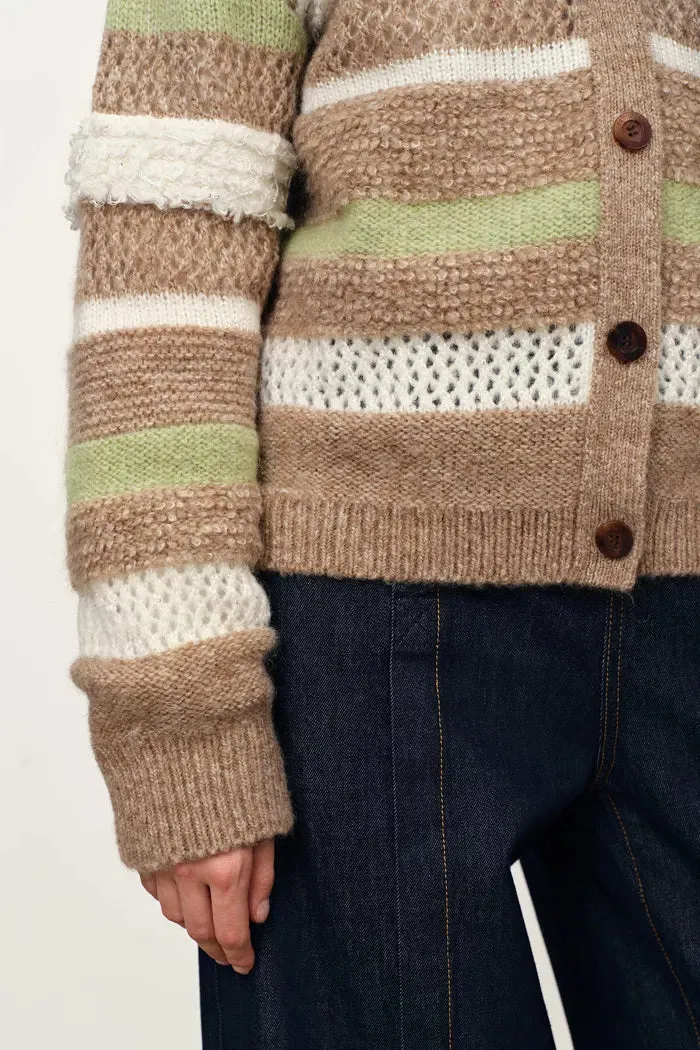 Anja Multi-Texture Striped Cardigan in Merino Mohair Wool Knit sold by Fabrique product image thumbnail 5