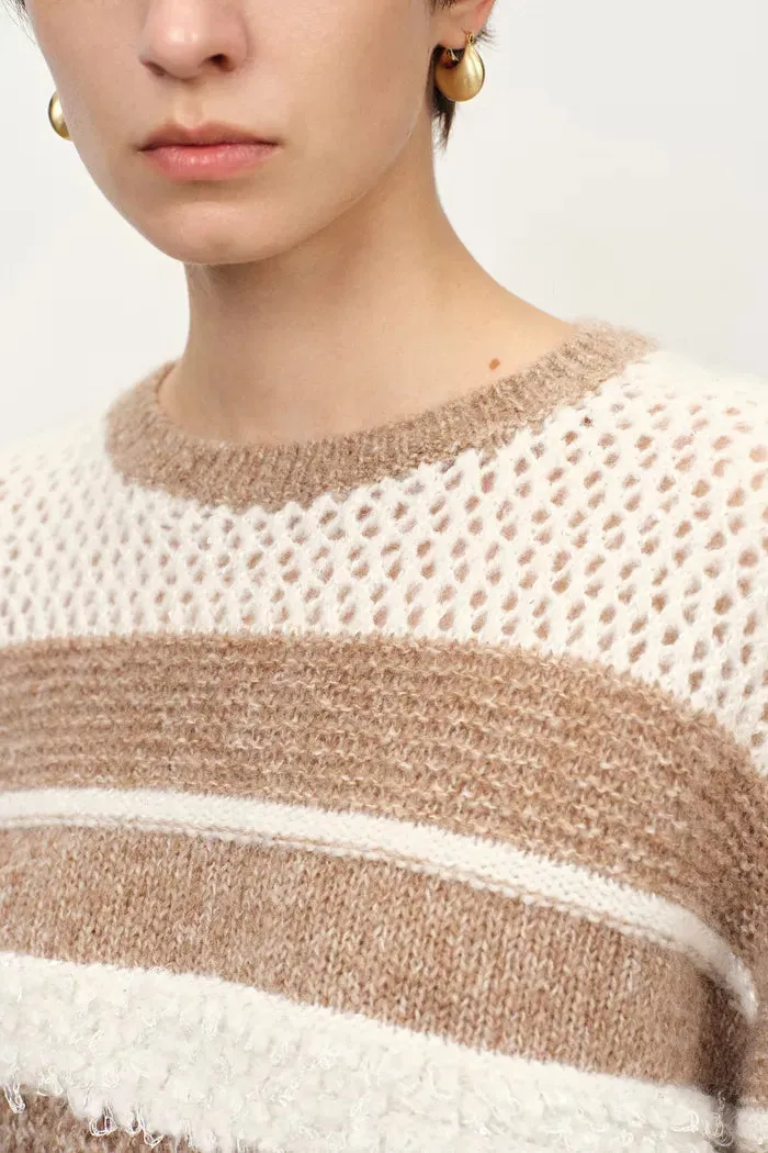 Megan Multi Texture Striped Sweater in Merino Mohair Wool Knit sold by Fabrique product image thumbnail 5