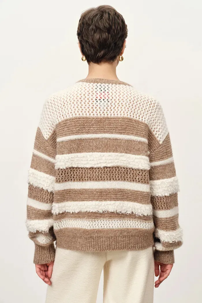 Megan Multi Texture Striped Sweater in Merino Mohair Wool Knit sold by Fabrique product image thumbnail 4