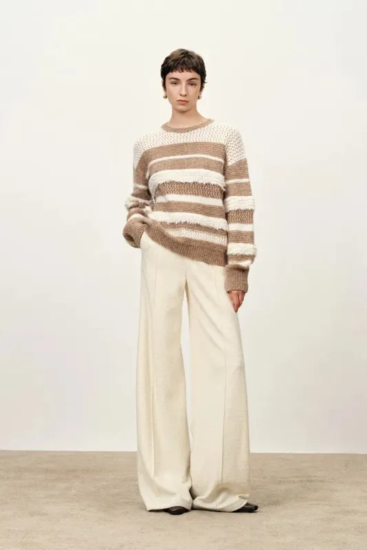 Megan Multi Texture Striped Sweater in Merino Mohair Wool Knit sold by Fabrique