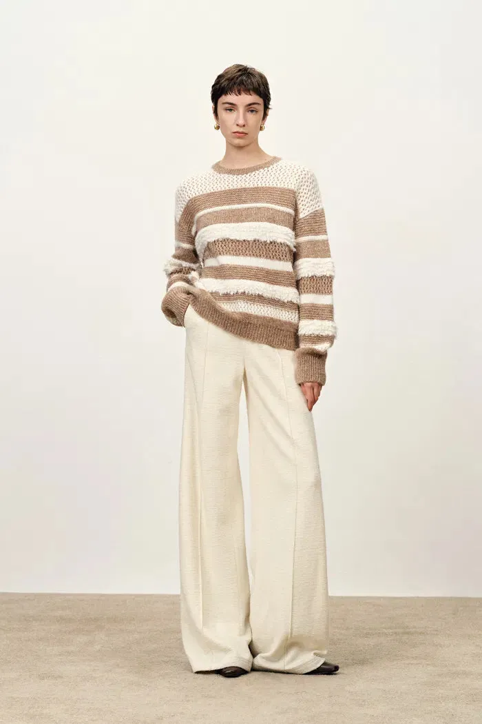 Megan Multi Texture Striped Sweater in Merino Mohair Wool Knit sold by Fabrique