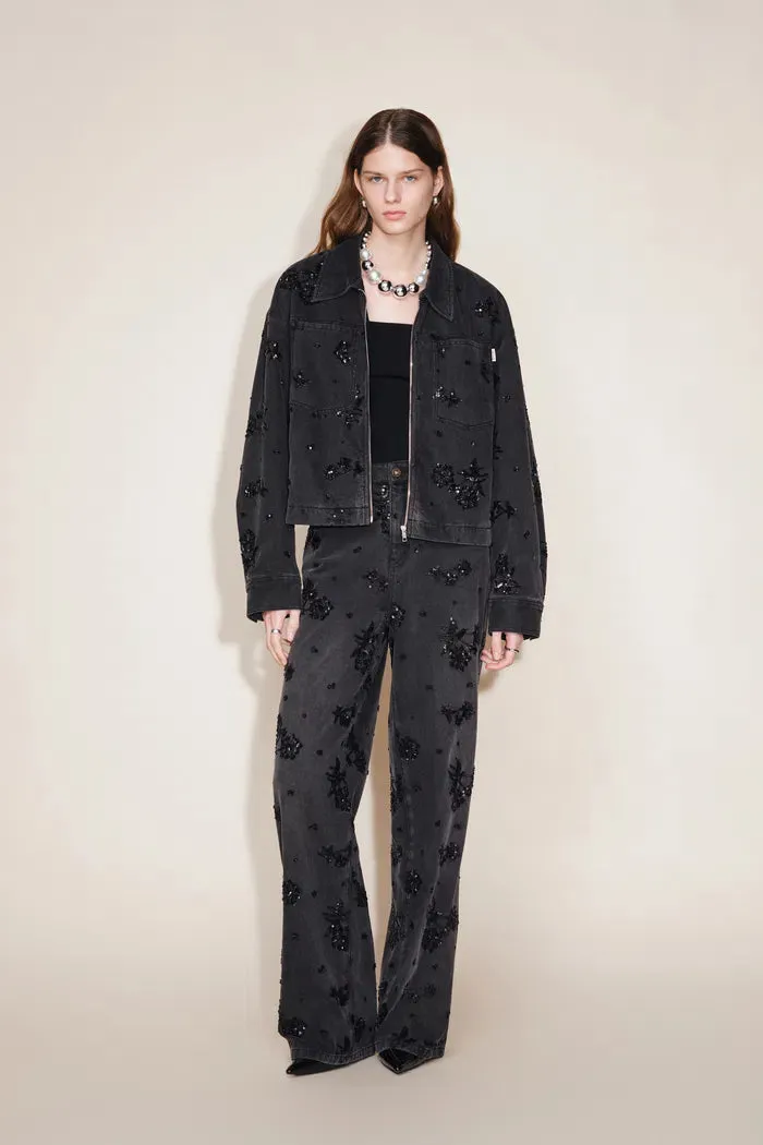 Amber Zipper Denim Jacket in Embellished Denim sold by Fabrique product image thumbnail 3