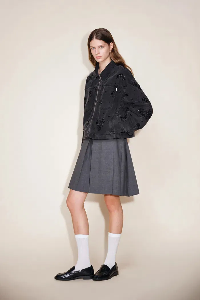 Amber Zipper Denim Jacket in Embellished Denim sold by Fabrique product image thumbnail 4