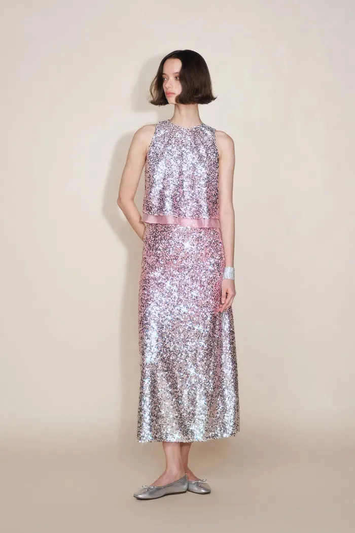 Electra Hand Finished Ombre Midi Skirt in Full Sequin Embroidery sold by Fabrique product image thumbnail 3